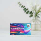 Abstrakte Farbgeometrie | Qr-Code Visitenkarte (Stehend Vorderseite)