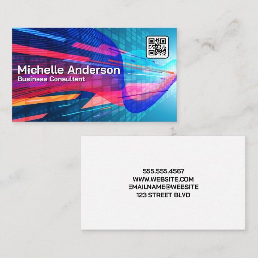 Abstrakte Farbgeometrie | Qr-Code Visitenkarte (Vorne/Hinten)