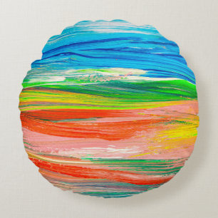 Abstrakte farbige Aquarellbilder Rundes Kissen