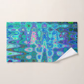 Abstrakte Farbige blaue Wavy Mosaik Retro Badhandtuch Set (Handtuch)