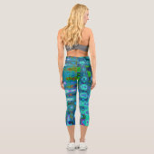 Abstrakte Farbige blaue Wavy Mosaik Retro Capri Leggings (Rückseite)