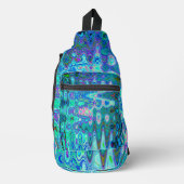 Abstrakte Farbige blaue Wavy Mosaik Retro Crossbody Bag (Vorderseite)