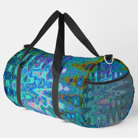 Abstrakte Farbige blaue Wavy Mosaik Retro Duffle Bag (Rechte Ecke)