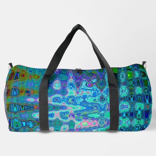 Abstrakte Farbige blaue Wavy Mosaik Retro Duffle Bag (Rückseite)