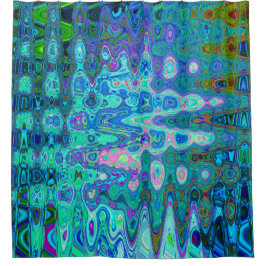 Abstrakte Farbige blaue Wavy Mosaik Retro Duschvorhang