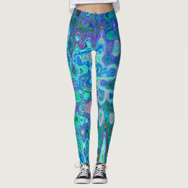 Abstrakte Farbige blaue Wavy Mosaik Retro Leggings