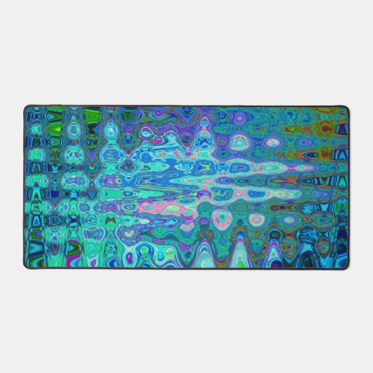 Abstrakte Farbige blaue Wavy Mosaik Retro Schreibtischunterlage (Vorderseite)