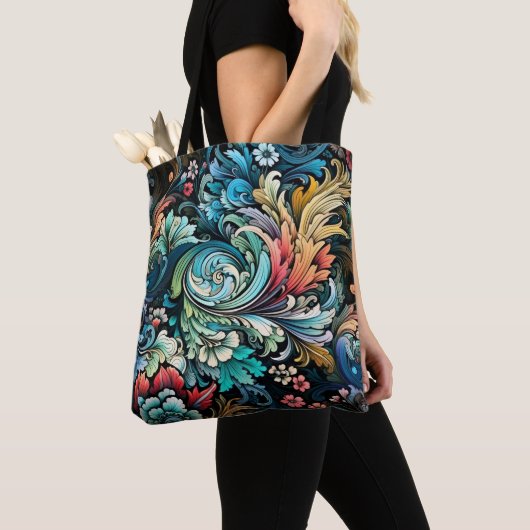 Abstrakte farbige Blume Tasche (Von Nahem)