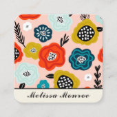 Abstrakte farbige Blume Typografie Quadratische Visitenkarte (Vorderseite)