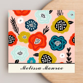 Abstrakte farbige Blume Typografie Quadratische Visitenkarte