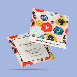 Abstrakte farbige Blume Typografie Quadratische Visitenkarte