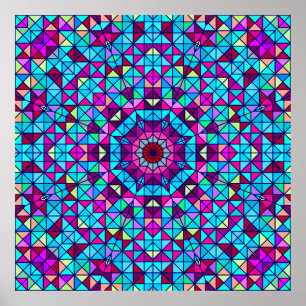 Abstrakte Farbige Digital Decorative Blume. Geome Poster