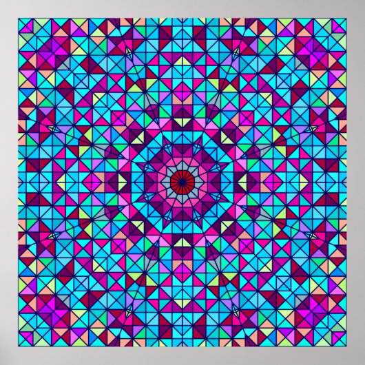Abstrakte Farbige Digital Decorative Blume. Geome Poster (Vorne)