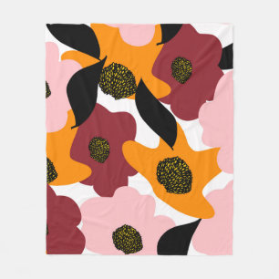 Abstrakte farbige Doodles Blume und Blätter zurück Fleecedecke