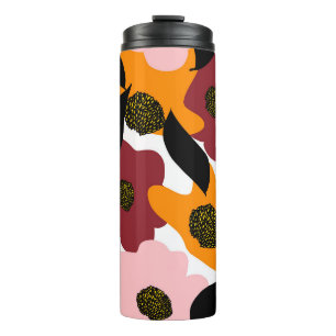 Abstrakte farbige Doodles Blume und Blätter zurück Thermosbecher