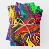 Abstrakte, farbige Drehbewegung / gespült / 3 Filt Geschenkpapier Set (Beispiel)