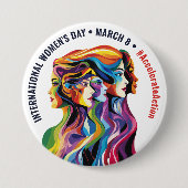 Abstrakte farbige Gesichter Frauentag | IWD Button (Vorderseite)