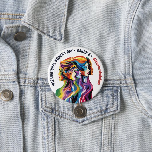 Abstrakte farbige Gesichter Frauentag | IWD Button (Beispiel)