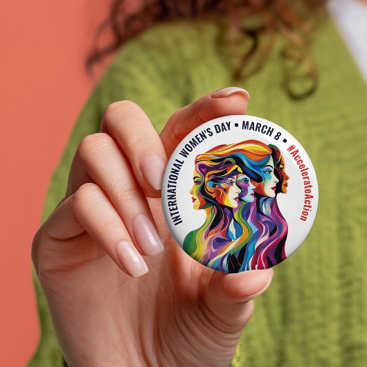 Abstrakte farbige Gesichter Frauentag | IWD Button