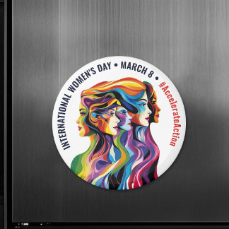 Abstrakte farbige Gesichter Frauentag | IWD Magnet