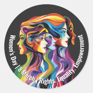Abstrakte farbige Gesichter Frauentag   IWD Runder Aufkleber