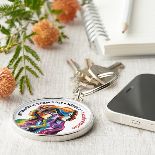 Abstrakte farbige Gesichter Frauentag | IWD Schlüsselanhänger (Seite)