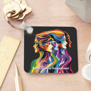 Abstrakte farbige Gesichter Frauentag   IWD Schlüsselanhänger