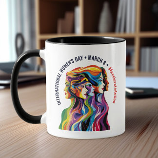 Abstrakte farbige Gesichter Frauentag | IWD Tasse