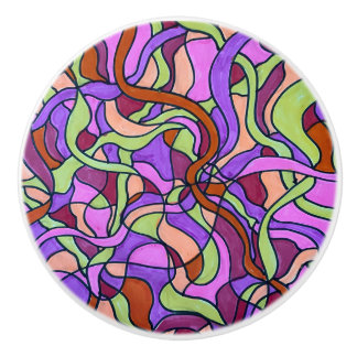 Abstrakte, farbige Knöpfe aus den 80er Jahren, ins Keramikknauf