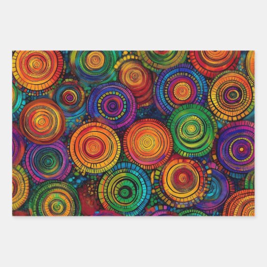 Abstrakte, farbige Kreise Packpapier Geschenkpapier Set (Vorderseite)