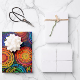 Abstrakte, farbige Kreise Packpapier Geschenkpapier Set