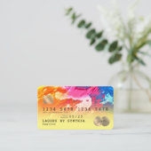 Abstrakte farbige Kunst Kreditkarte Stil Gold Visitenkarte (Stehend Vorderseite)