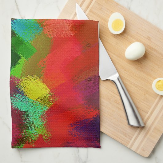 Abstrakte Farbige Malerei #3 Geschirrtuch (Viertel Falte)