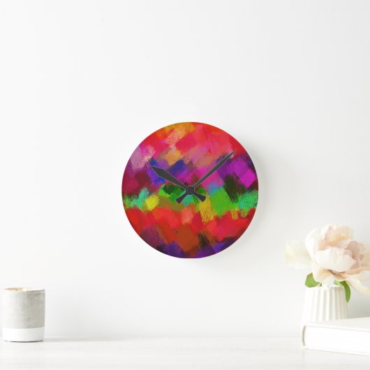 Abstrakte Farbige Malerei #3 Runde Wanduhr (Zuhause)