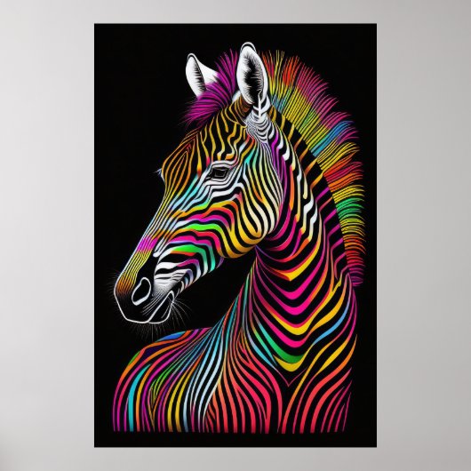 Abstrakte farbige Malerei eines Zebra 2:3 Poster (Vorne)