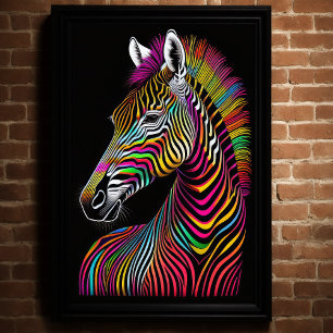 Abstrakte farbige Malerei eines Zebra 2:3 Poster