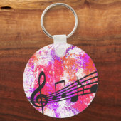 Abstrakte farbige Musiknoten Schlüsselanhänger (Vorderseite)