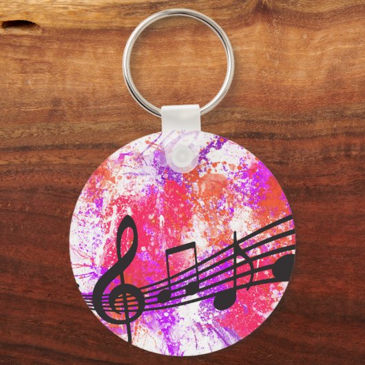 Abstrakte farbige Musiknoten Schlüsselanhänger (Vorderseite)