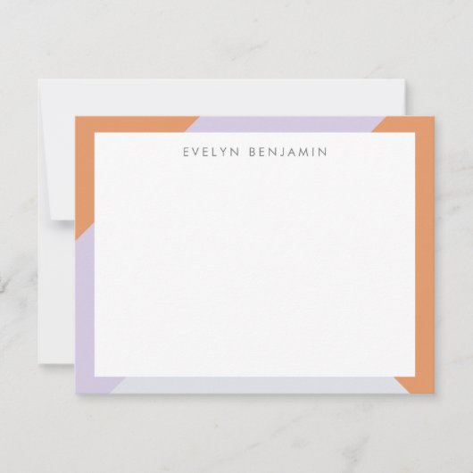 Abstrakte Farbige Orange Lilac Grau Muster Mitteilungskarte (Vorderseite)