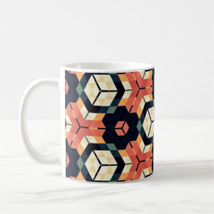 Abstrakte, farbige, quadratische Sechsecknägel Kaffeetasse