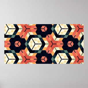 Abstrakte, farbige, quadratische Sechsecknägel Poster