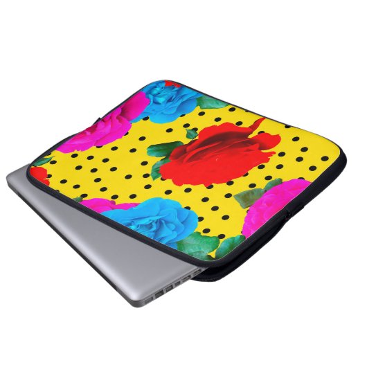 Abstrakte Farbige Real Rose und Metallische Blätte Laptopschutzhülle (Vorne Knopf)