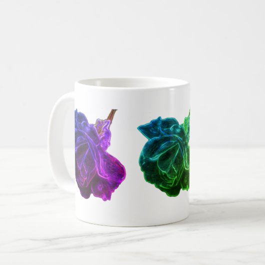 Abstrakte farbige Rose Kaffeetasse (Vorderseite Links)