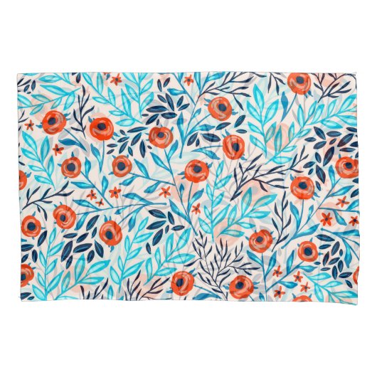 Abstrakte farbige Rose: Vintage Blumen Kissenbezug (Vorderseite)