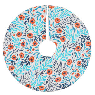 Abstrakte farbige Rose: Vintage Blumen Polyester Weihnachtsbaumdecke