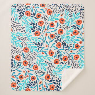 Abstrakte farbige Rose: Vintage Blumen Sherpadecke