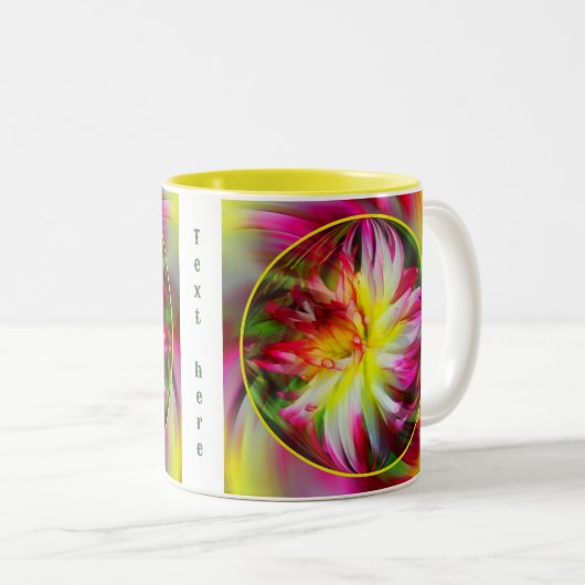 Abstrakte farbige Wirbel Rahmen hinzufügen Ihr Fot Zweifarbige Tasse (VorderseiteRechts)