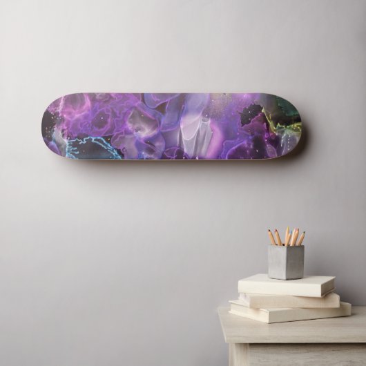 Abstrakte Farbigkeit Lila, rosa, Alkoholtupfer Kun Skateboard (Wandkunst (Horz))