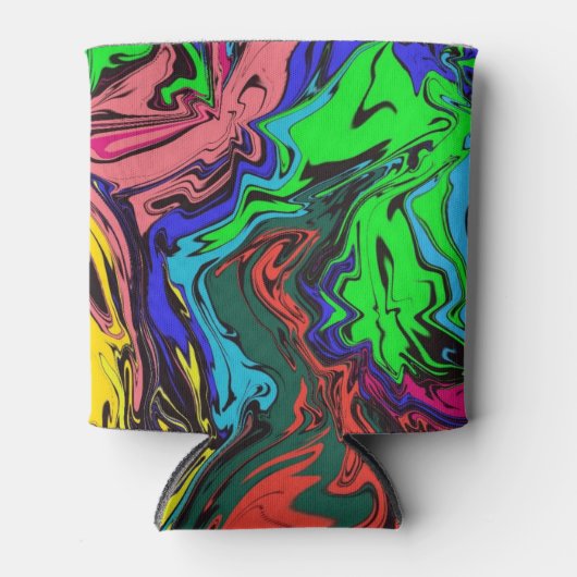 Abstrakte Farbigkeit, wirbelig / gespült / Dosenkühler (Vorderseite)