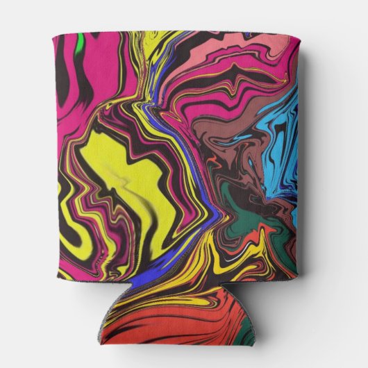 Abstrakte Farbigkeit, wirbelig / gespült / Dosenkühler (Rückseite)